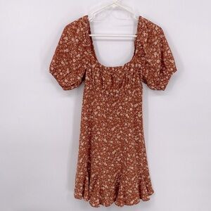 Crystal Doll Brown Floral Dress Size Small Milkmaid Boho Festival